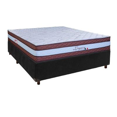 Cama + Box Preto E Colchão Molas Ensacadas Casal - Legaccy Paropas