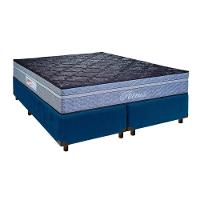 Cama + Box Azul E Colchão Molas Ensacadas Queen - Petrus Paropas - 1