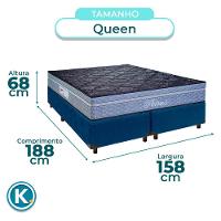 Cama + Box Azul E Colchão Molas Ensacadas Queen - Petrus Paropas - 3