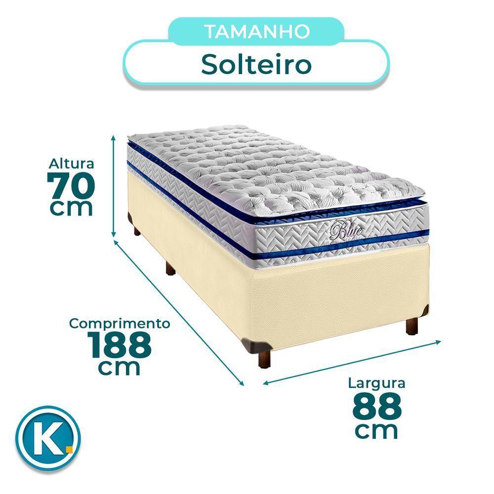 Cama + Box Bege E Colchão Molas Ensacadas Solteiro - Blue Paropas - 3