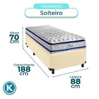 Cama + Box Bege E Colchão Molas Ensacadas Solteiro - Blue Paropas - 3