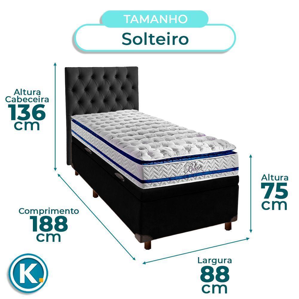 Kit Cama Box Bau + Cabeceira + Colchão Solteiro Molas Ensacadas - Blue - Paropas - 3