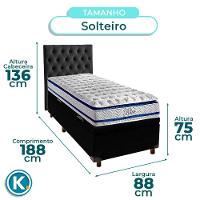 Kit Cama Box Bau + Cabeceira + Colchão Solteiro Molas Ensacadas - Blue - Paropas - 3