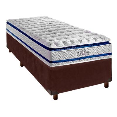 Cama + Box Marrom E Colchão Molas Ensacadas Solteiro - Blue Paropas