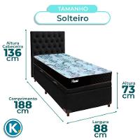 Kit Cama Box Bau + Cabeceira + Colchão Solteiro Molas Ensacadas - Life Gold - Paropas
