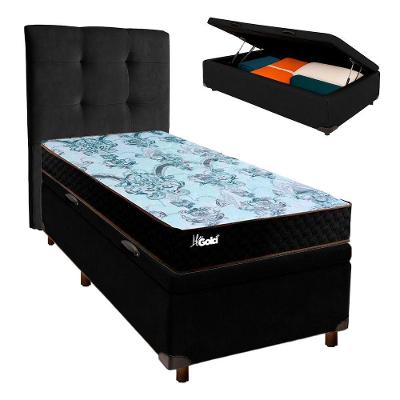 Kit Cama Box Bau + Cabeceira + Colchão Solteiro Molas Ensacadas - Life Gold - Paropas