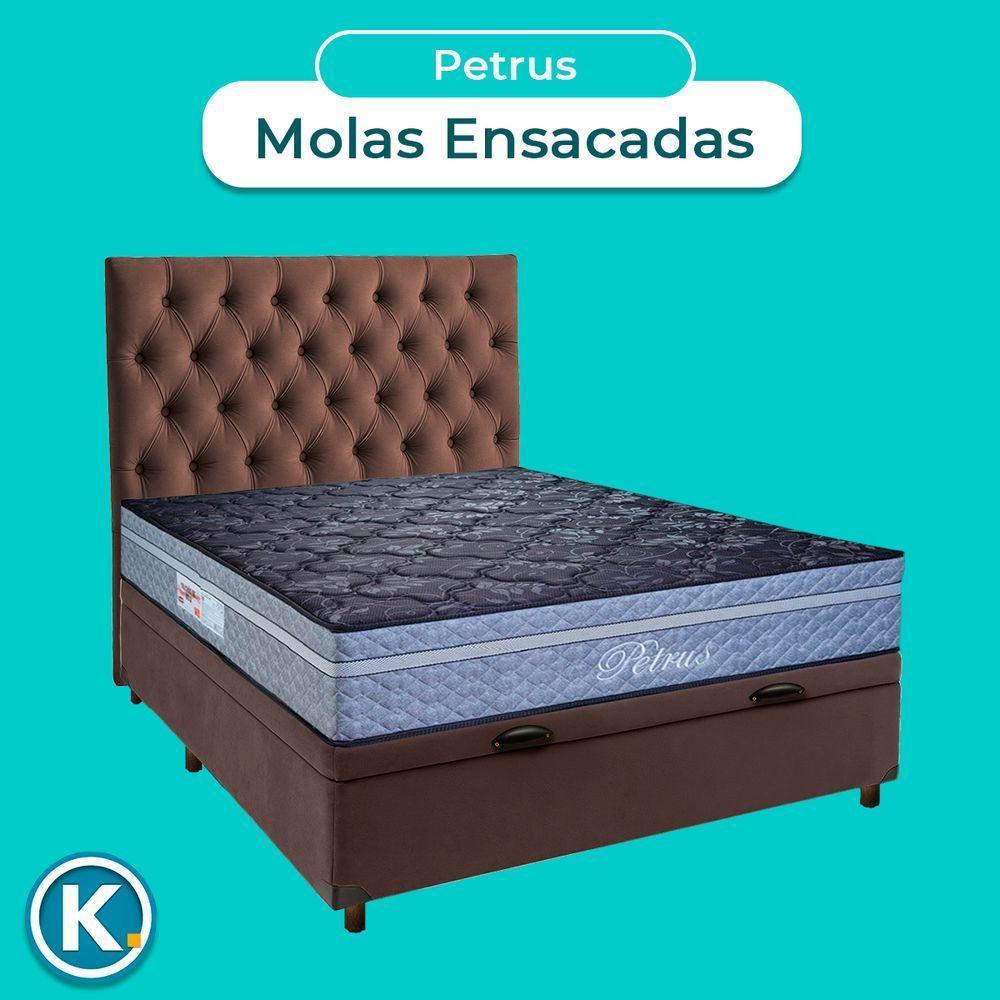 Kit Cama Box Bau + Cabeceira + Colchão Casal Molas Ensacadas - Petrus - Paropas - 4