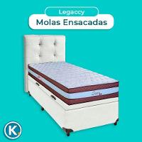 Kit Cama Box Bau + Cabeceira + Colchão Solteiro Molas Ensacadas - Legaccy - Paropas