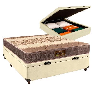 Cama + Bau Blindado E Colchão D26 Casal - Ortophedic Sankonfort