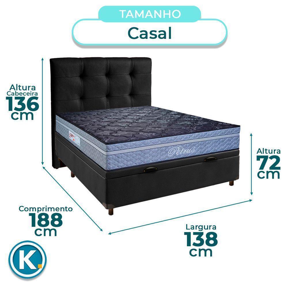 Kit Cama Box Bau + Cabeceira + Colchão Casal Molas Ensacadas - Petrus - Paropas - 3