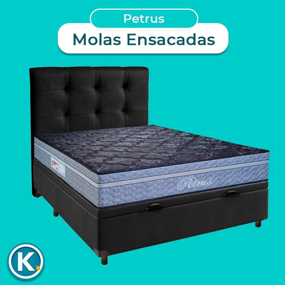 Kit Cama Box Bau + Cabeceira + Colchão Casal Molas Ensacadas - Petrus - Paropas - 4