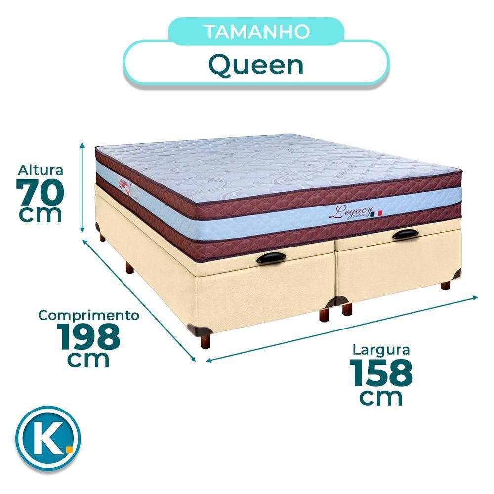 Cama + Bau Blindado E Colchão Molas Ensacadas Queen - Legaccy Paropas - 3