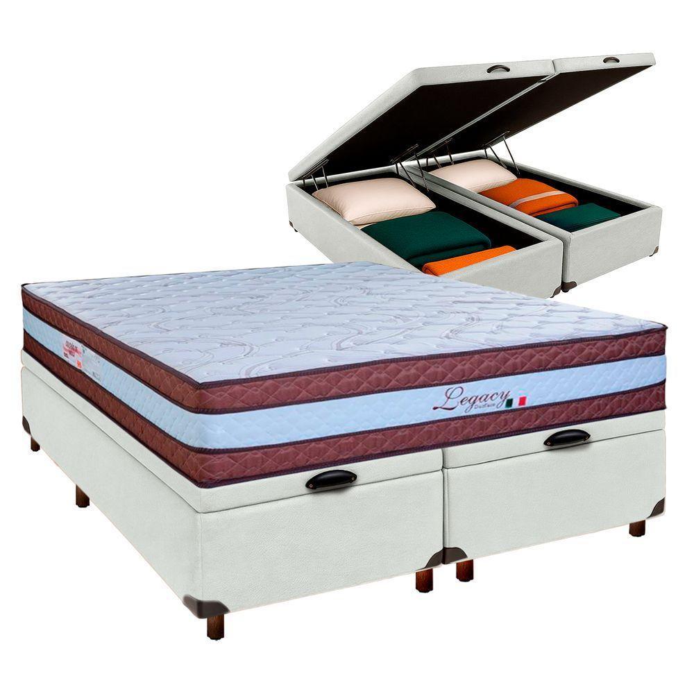 Cama + Bau Blindado E Colchão Molas Ensacadas Casal - Legaccy Paropas - 1