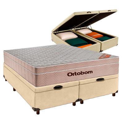Cama + Bau Blindado E Colchão Molas Ensacadas Queen - Airtech Ortobom