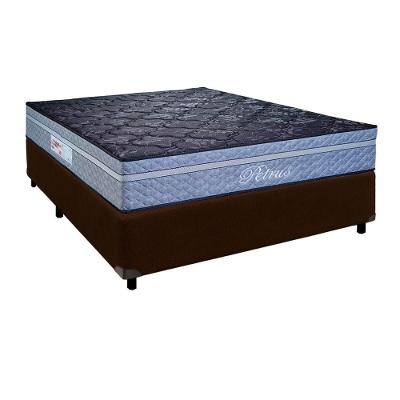 Cama + Box Marrom E Colchão Molas Ensacadas Casal - Petrus Paropas