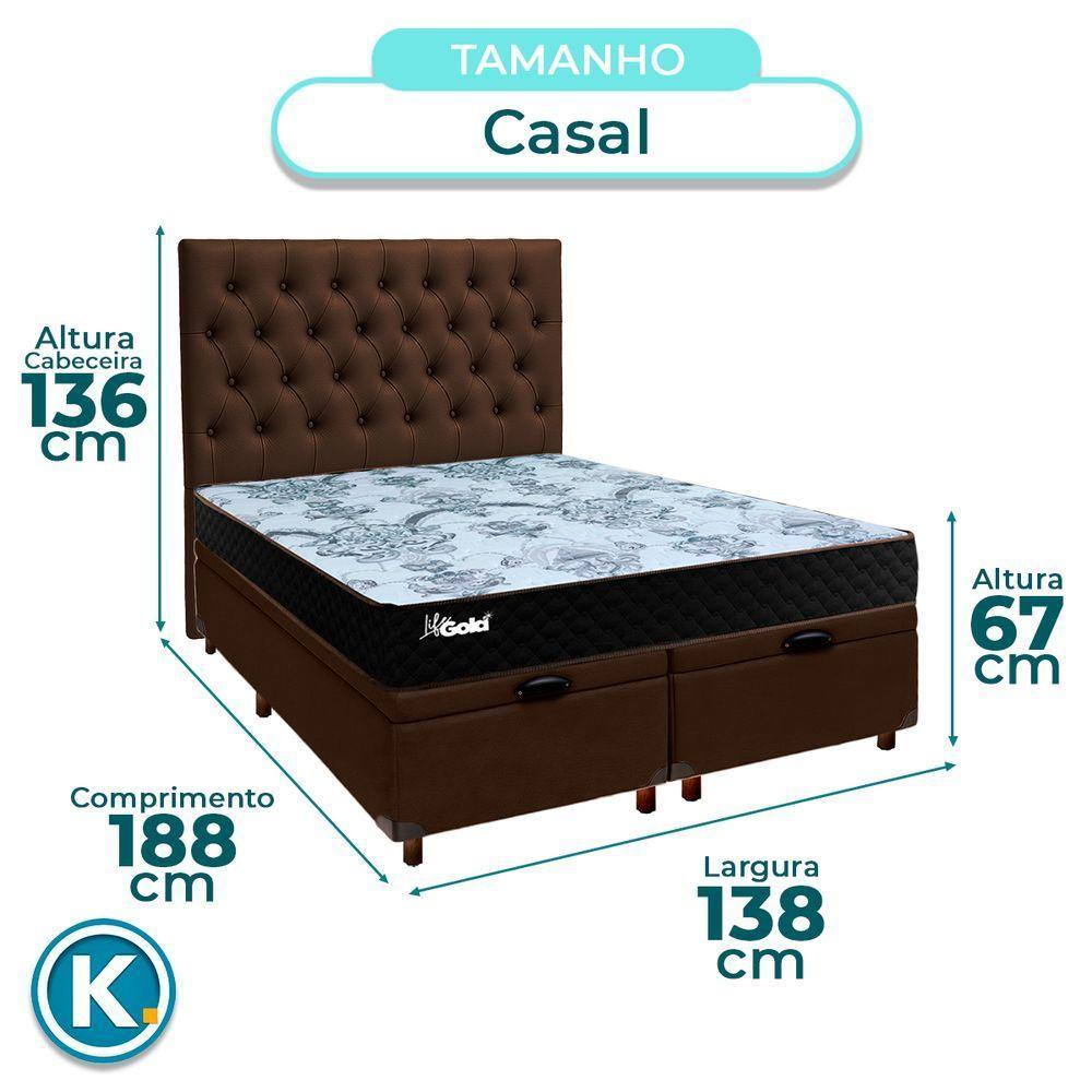 Kit Cama Box Bau + Cabeceira + Colchão Casal Molas Ensacadas - Life Gold - Paropas - 3