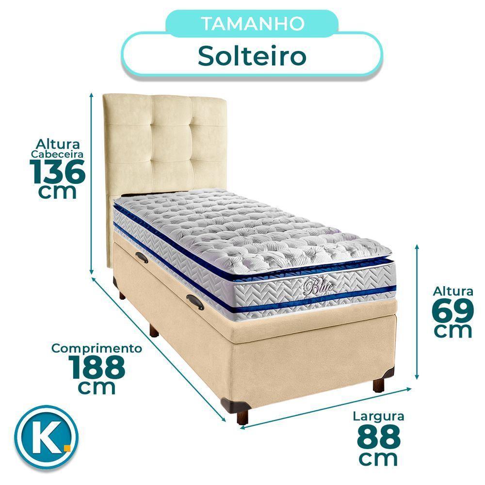 Kit Cama Box Bau + Cabeceira + Colchão Solteiro Molas Ensacadas - Blue - Paropas - 3