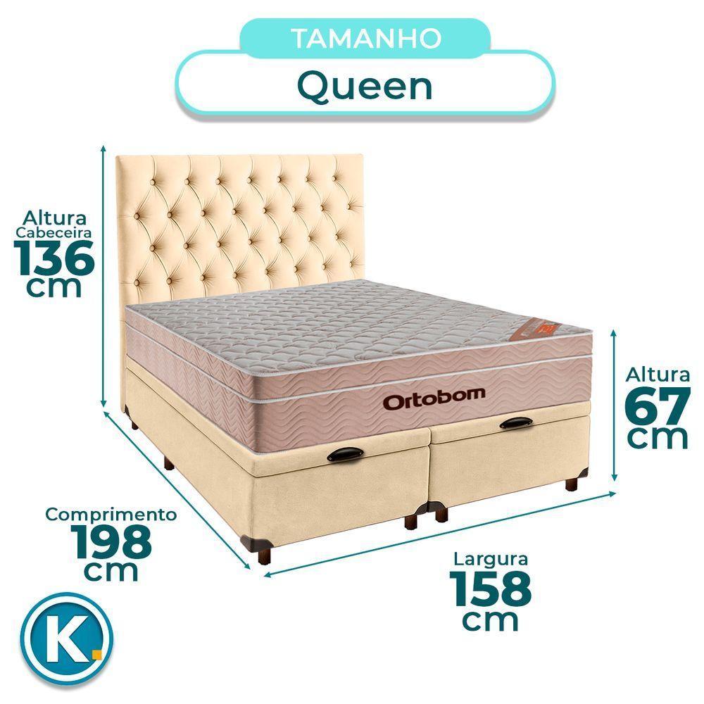 Kit Cama Box Bau + Cabeceira + Colchão Queen Molas Ensacadas - Airtech - Ortobom - 3