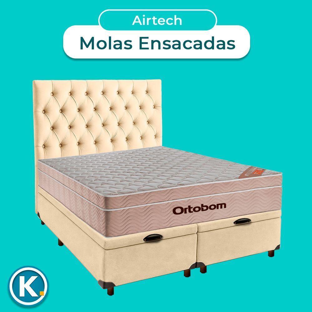 Kit Cama Box Bau + Cabeceira + Colchão Queen Molas Ensacadas - Airtech - Ortobom - 4
