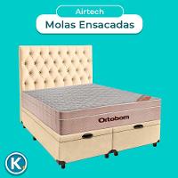 Kit Cama Box Bau + Cabeceira + Colchão Queen Molas Ensacadas - Airtech - Ortobom