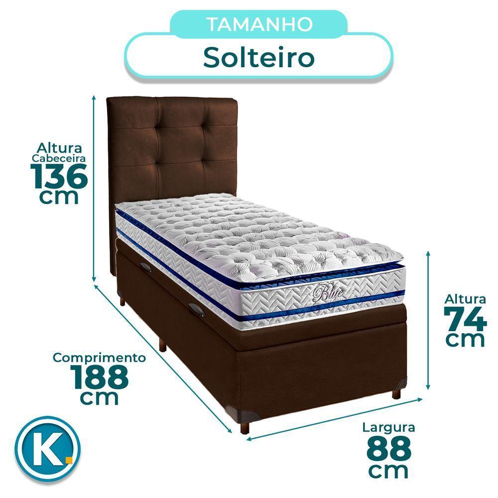 Kit Cabeceira + Cama Box Bau + Colchão Solteiro Molas Ensacadas Blue Paropas - 3