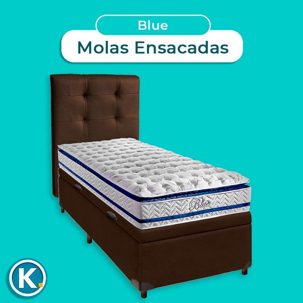 Kit Cabeceira + Cama Box Bau + Colchão Solteiro Molas Ensacadas Blue Paropas - 4