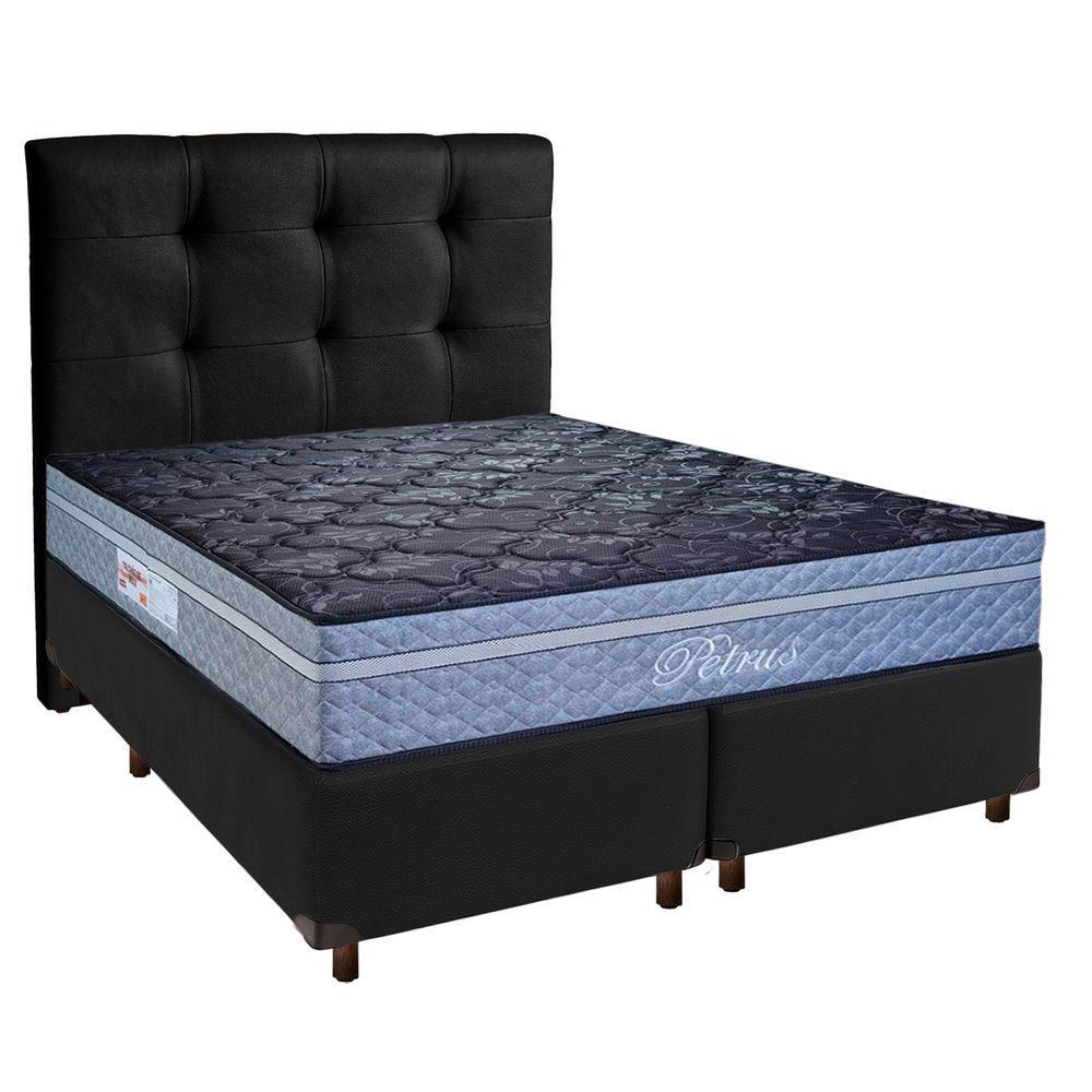 Kit Cama Box + Cabeceira + Colchão Queen Molas Ensacadas - Petrus - Paropas - 1