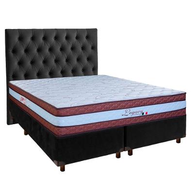 Kit Cama Box + Cabeceira + Colchão Queen Molas Ensacadas - Legaccy - Paropas