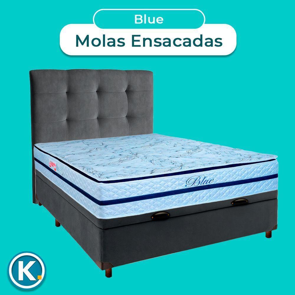 Kit Cama Box Bau + Cabeceira + Colchão Casal Molas Ensacadas - Blue - Paropas - 4