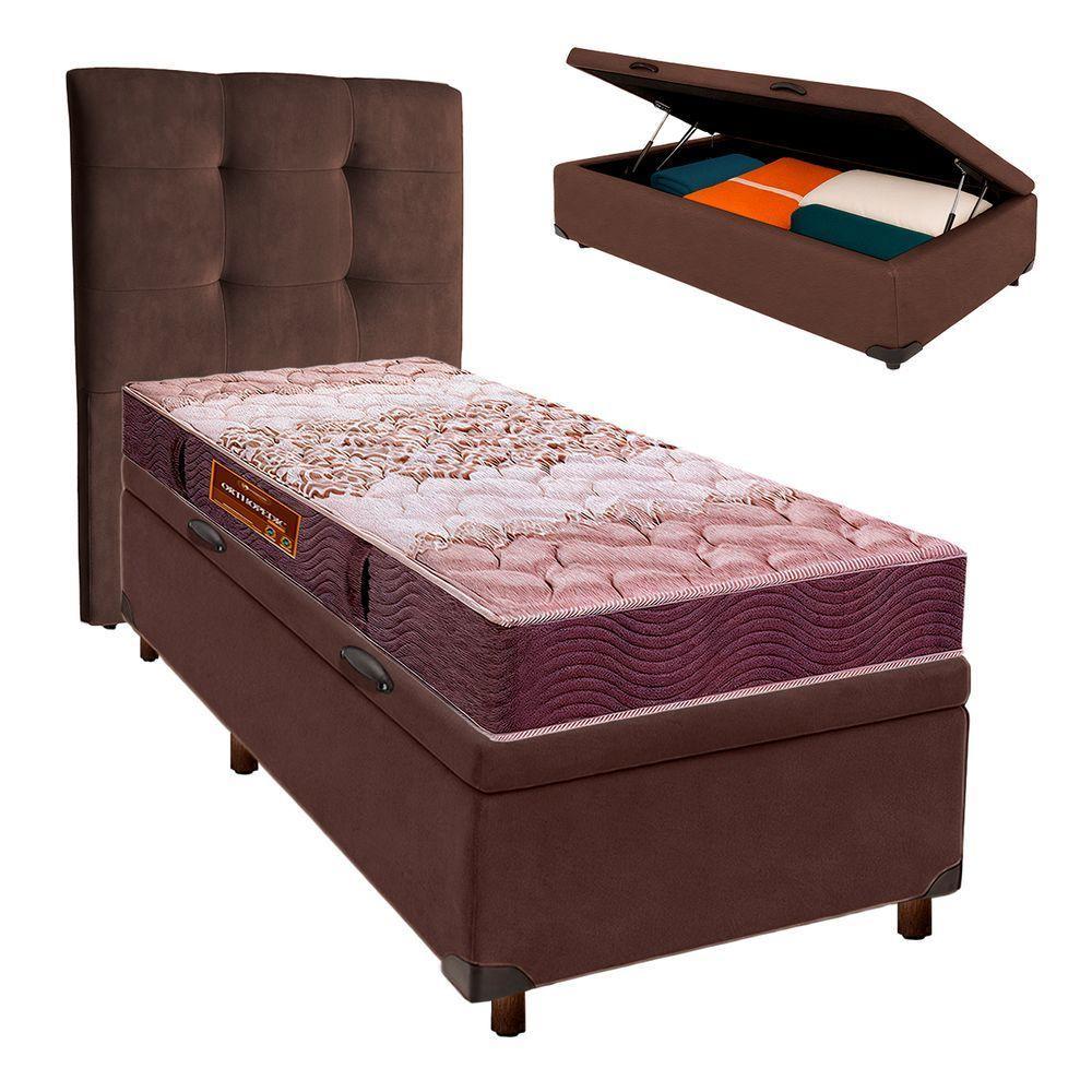 Kit Cabeceira + Cama Box Bau + Colchão Solteiro D26 Ortophedic Sankonfort - 1