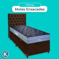 Kit Cabeceira + Cama Box Bau + Colchão Solteiro Molas Ensacadas Petrus Paropas