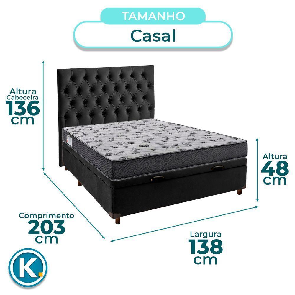 Kit Cama Box Bau + Cabeceira + Colchão Casal D33 - Iso100 - Ortobom - 3