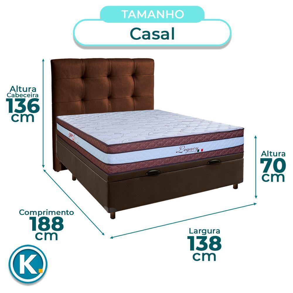Kit Cabeceira + Cama Box Bau + Colchão Casal Molas Ensacadas Legaccy Paropas - 3