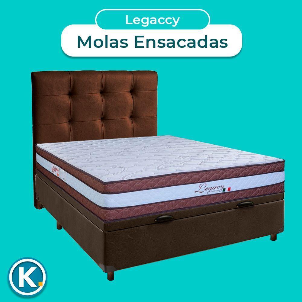 Kit Cabeceira + Cama Box Bau + Colchão Casal Molas Ensacadas Legaccy Paropas - 4
