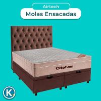 Kit Cabeceira + Cama Box Bau + Colchão Queen Molas Ensacadas Airtech Ortobom