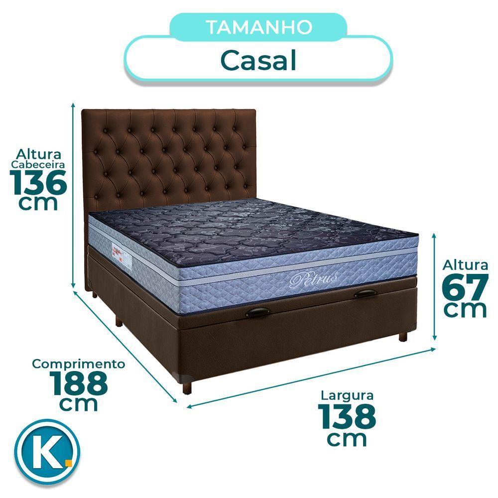 Kit Cabeceira + Cama Box Bau + Colchão Casal Molas Ensacadas Petrus Paropas - 3