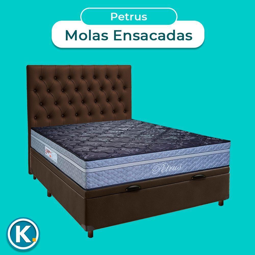 Kit Cabeceira + Cama Box Bau + Colchão Casal Molas Ensacadas Petrus Paropas - 4