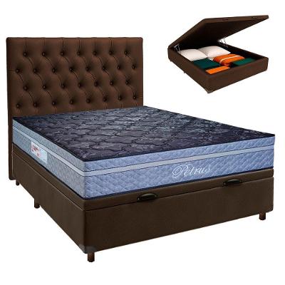 Kit Cabeceira + Cama Box Bau + Colchão Casal Molas Ensacadas Petrus Paropas