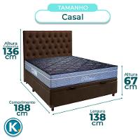 Kit Cabeceira + Cama Box Bau + Colchão Casal Molas Ensacadas Petrus Paropas - 3