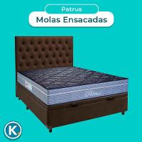Kit Cabeceira + Cama Box Bau + Colchão Casal Molas Ensacadas Petrus Paropas