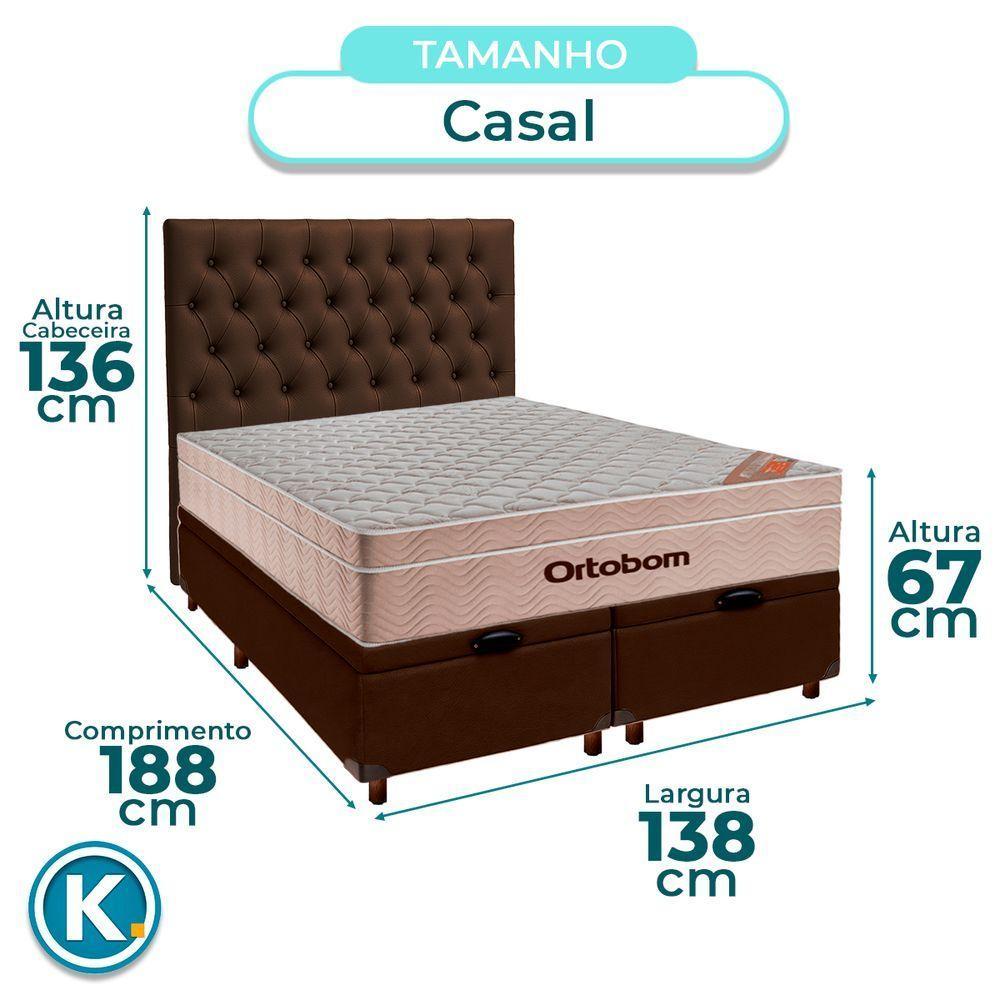 Kit Cabeceira + Cama Box Bau + Colchão Casal Molas Ensacadas Airtech Ortobom - 4