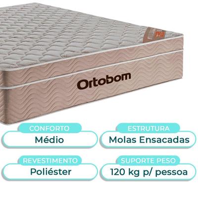 Kit Cabeceira + Cama Box Bau + Colchão Casal Molas Ensacadas Airtech Ortobom