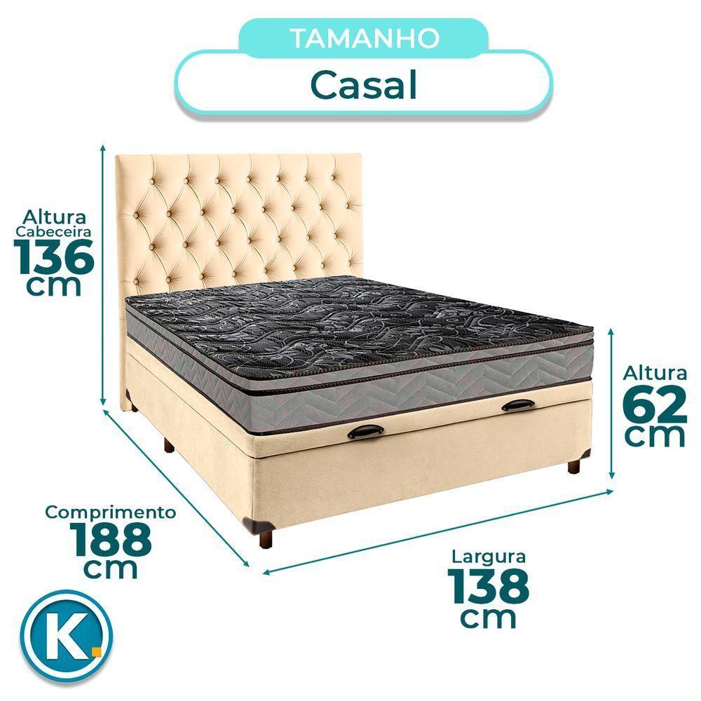 Kit Cabeceira + Cama Box Bau + Colchão Casal D28 Conforto Paropas - 3