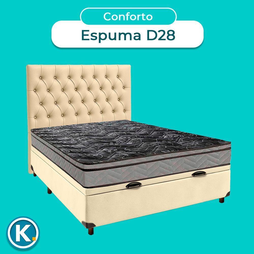 Kit Cabeceira + Cama Box Bau + Colchão Casal D28 Conforto Paropas - 2