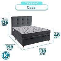 Kit Cabeceira + Cama Box Bau + Colchão Casal D33 Iso100 Ortobom - 3