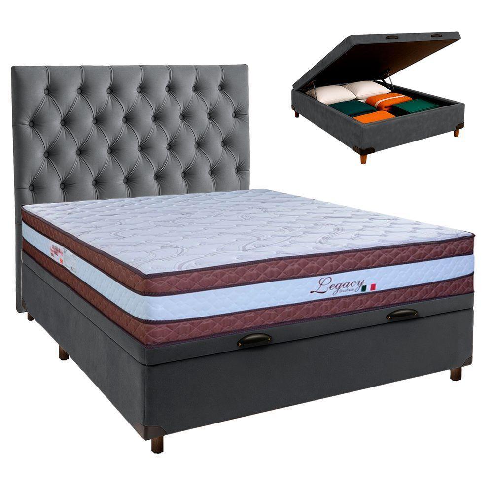 Kit Cabeceira + Cama Box Bau + Colchão Casal Molas Ensacadas Legaccy Paropas - 1