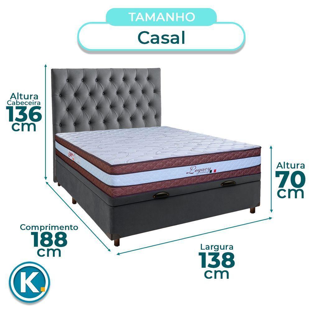 Kit Cabeceira + Cama Box Bau + Colchão Casal Molas Ensacadas Legaccy Paropas - 3