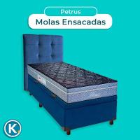 Kit Cabeceira + Cama Box Bau + Colchão Solteiro Molas Ensacadas Petrus Paropas
