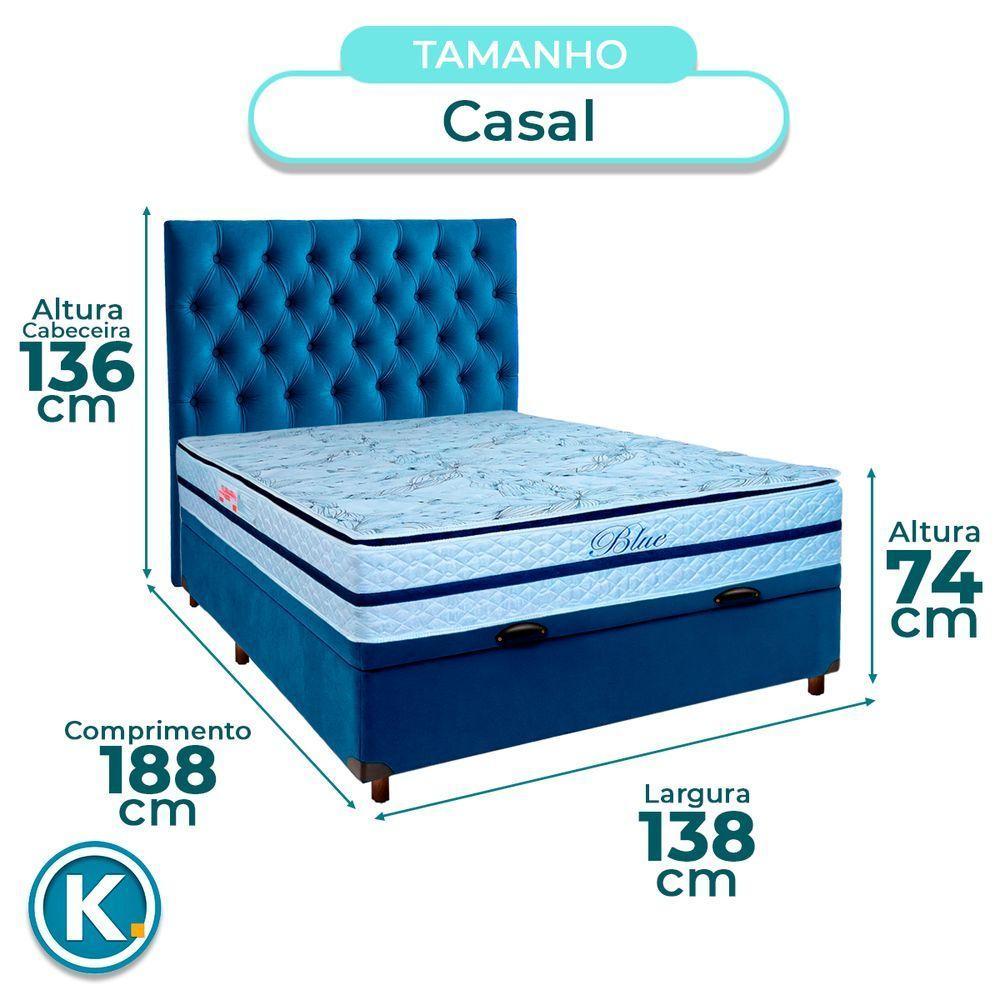 Kit Cama Box Bau + Cabeceira + Colchão Casal Molas Ensacadas - Blue - Paropas - 5