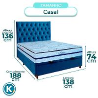 Kit Cama Box Bau + Cabeceira + Colchão Casal Molas Ensacadas - Blue - Paropas - 5